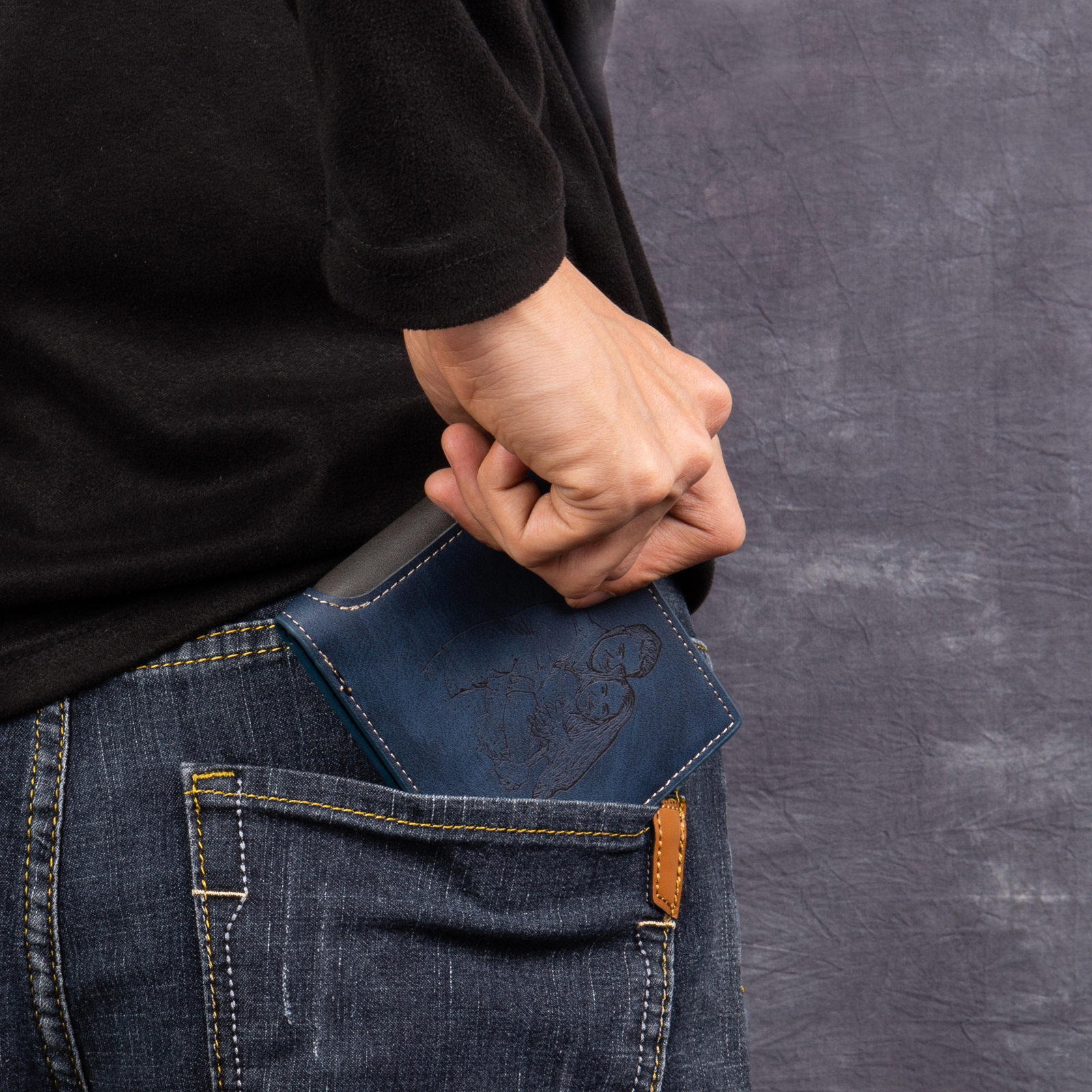 Cartera, billetera multifuncional personalizada con 1 foto y 1 texto en la trasera monedero para hombre | Jessemade