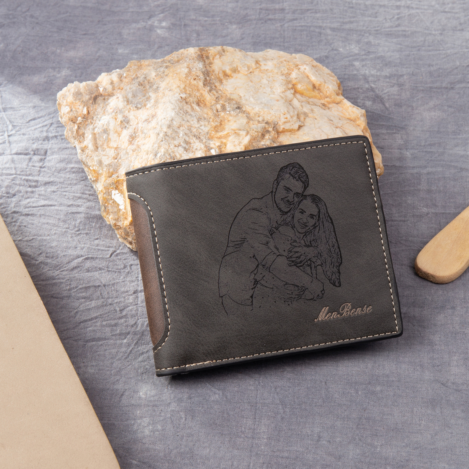 Cartera, billetera multifuncional personalizada con 1 foto y 1 texto en la trasera monedero para hombre | Jessemade