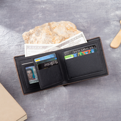 Cartera, billetera multifuncional personalizada con 1 foto y 1 texto en la trasera monedero para hombre | Jessemade