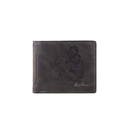Cartera, billetera multifuncional personalizada con 1 foto y 1 texto en la trasera monedero para hombre | Jessemade