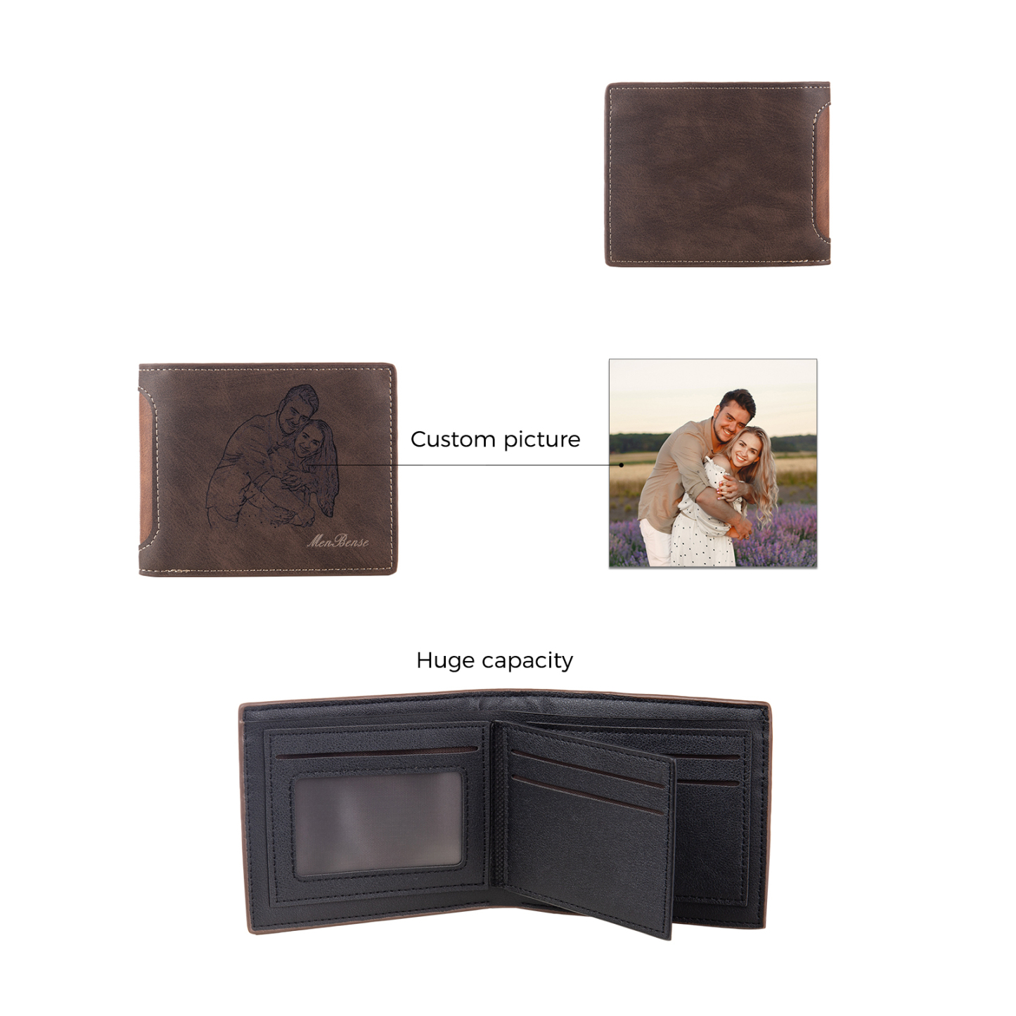 Cartera, billetera multifuncional personalizada con 1 foto en la frontal monedero para hombre | Jessemade