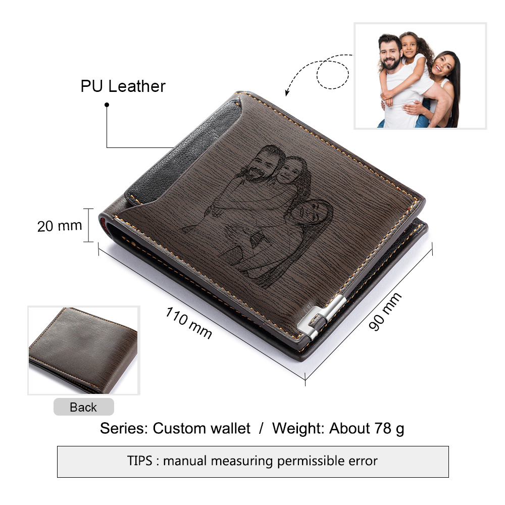 Cartera, billetera multifuncional personalizada con 1 foto en la frontal monedero para hombre | Jessemade