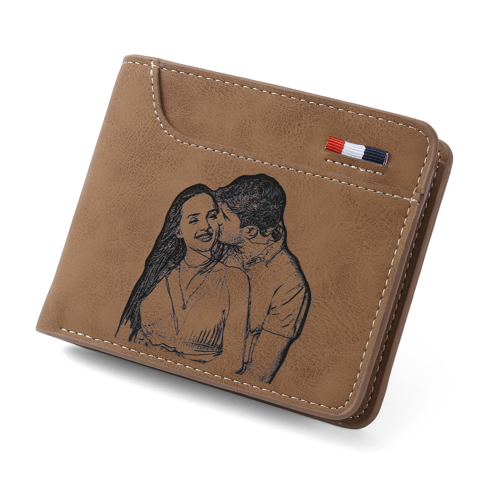 Cartera, billetera multifuncional personalizada con 1 foto, 1 nombre y 1 letra monedero para hombre | Jessemade