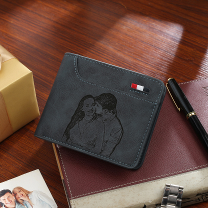 Cartera, billetera multifuncional personalizada con 1 foto, 1 nombre y 1 letra monedero para hombre | Jessemade