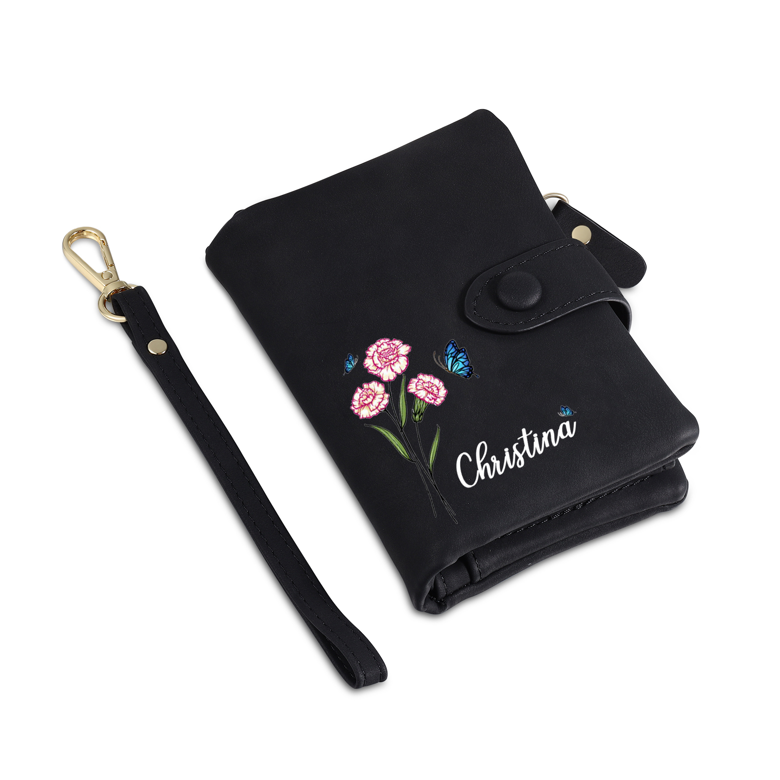 Cartera, billetera con nombre, flor de nacimiento y foto personalizados monedero clásico para mujer | Jessemade