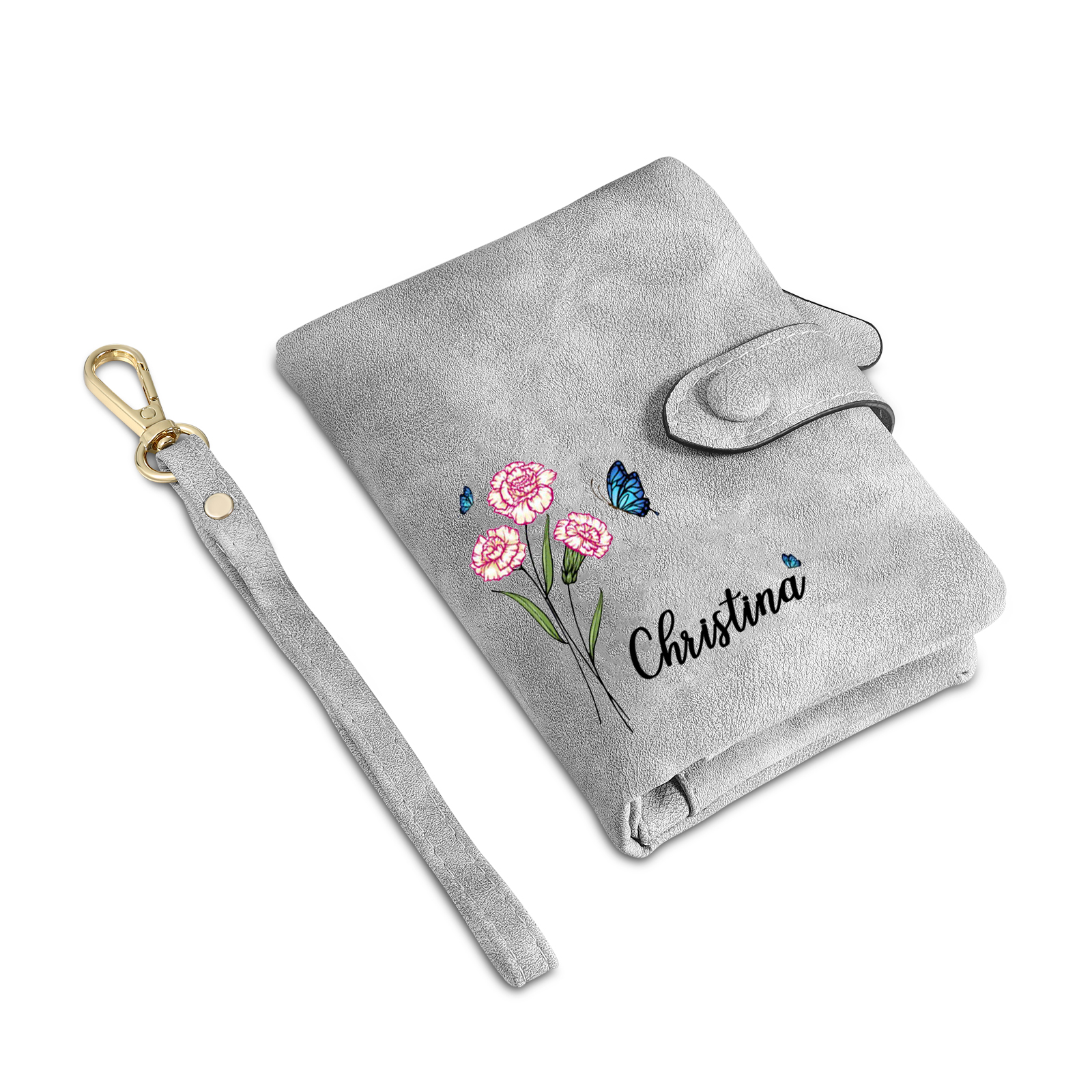 Cartera, billetera con nombre, flor de nacimiento y foto personalizados monedero clásico para mujer | Jessemade