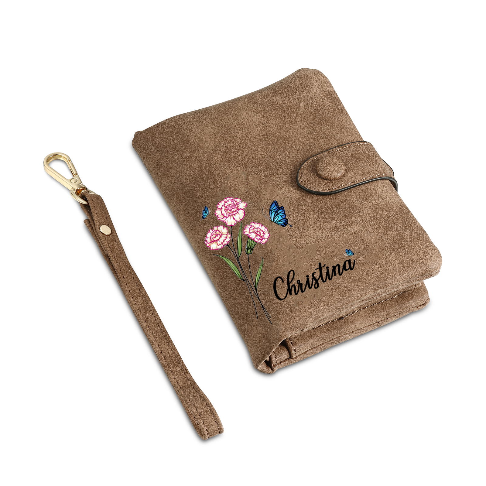 Cartera, billetera con nombre, flor de nacimiento y foto personalizados monedero clásico para mujer | Jessemade