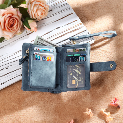 Cartera, billetera con nombre, flor de nacimiento y foto personalizados monedero clásico para mujer | Jessemade