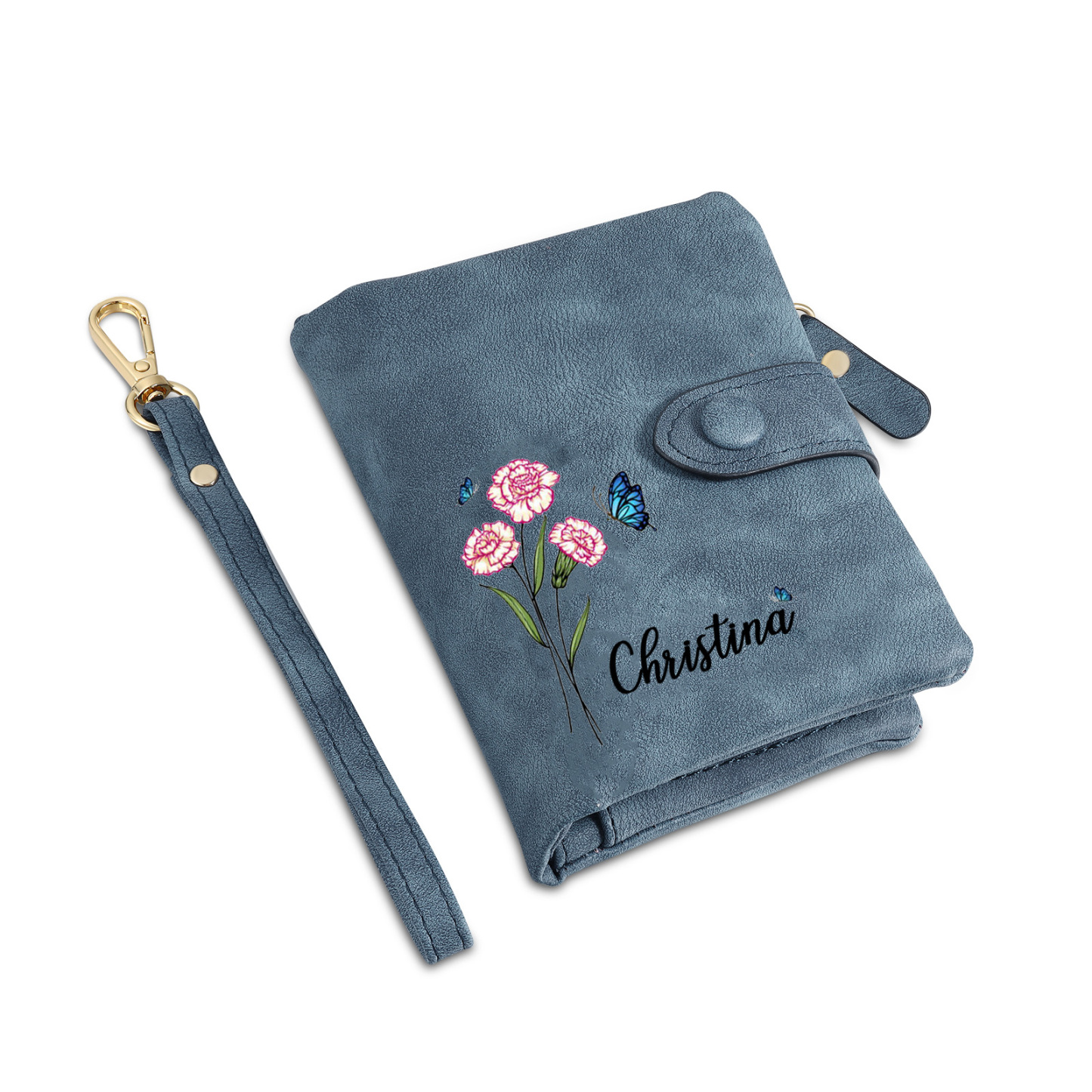 Cartera, billetera con nombre, flor de nacimiento y foto personalizados monedero clásico para mujer | Jessemade