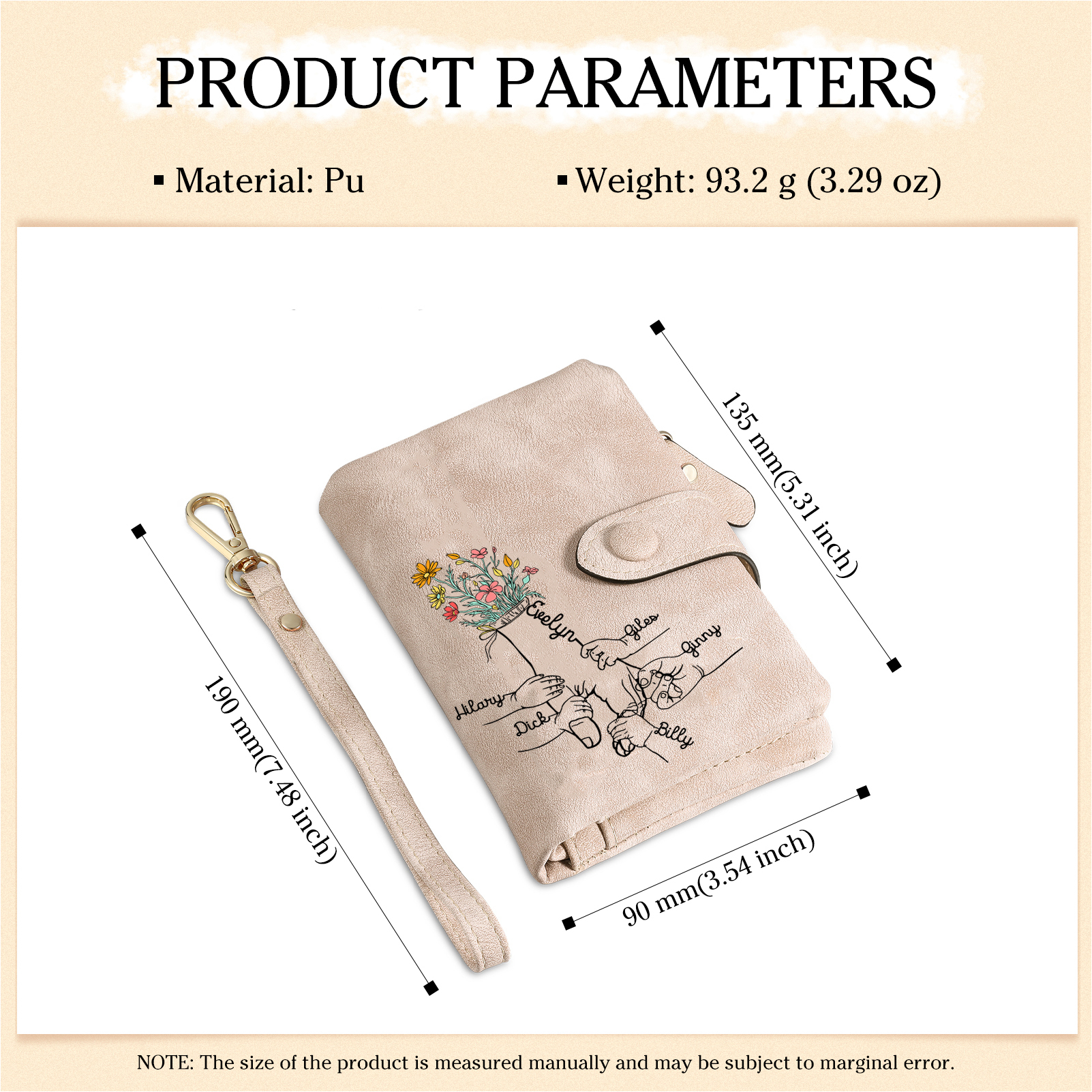 Cartera, billetera mano con mano 6 nombres personalizados monedero clásico para mujer | Jessemade