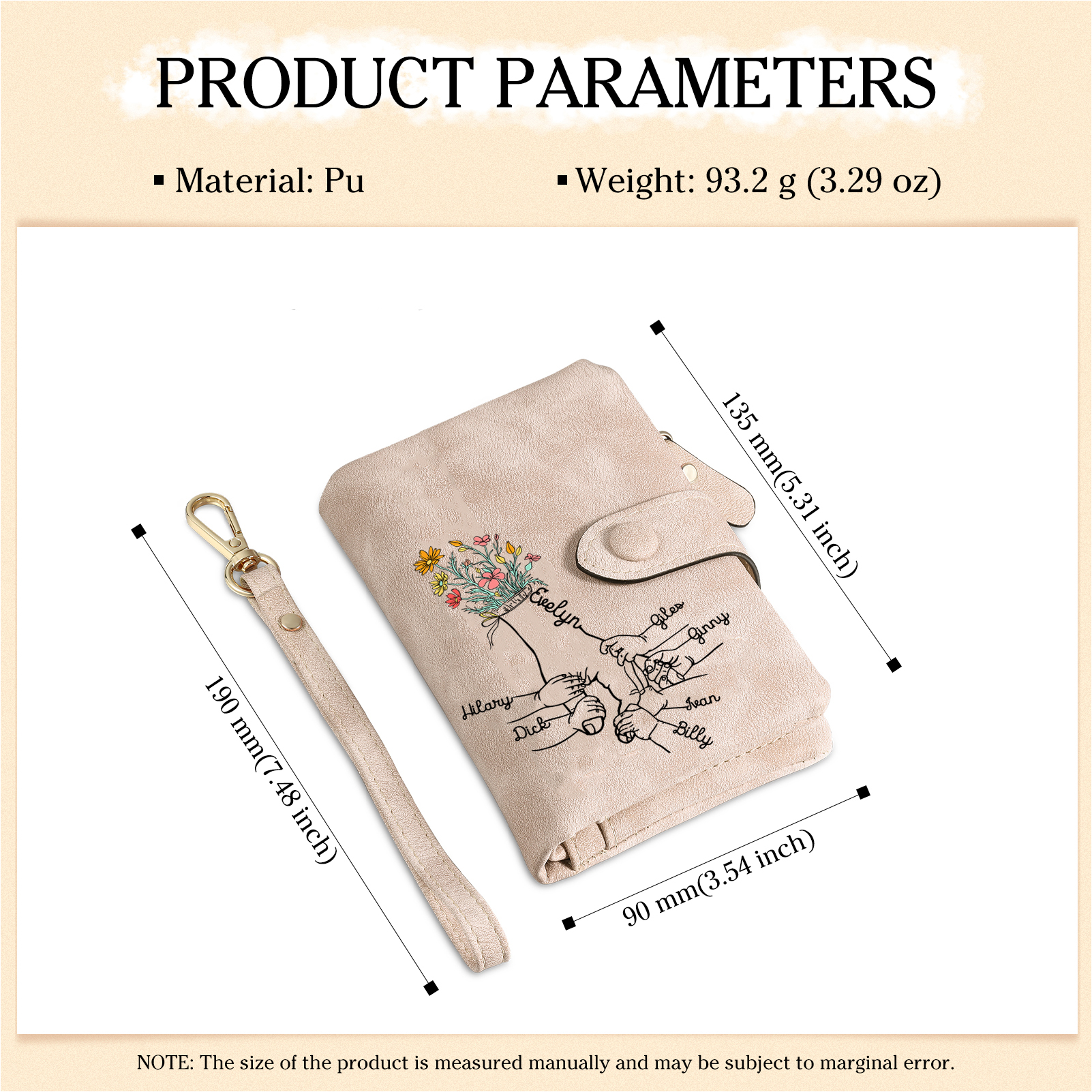 Cartera, billetera mano con mano 7 nombres personalizados monedero clásico para mujer | Jessemade