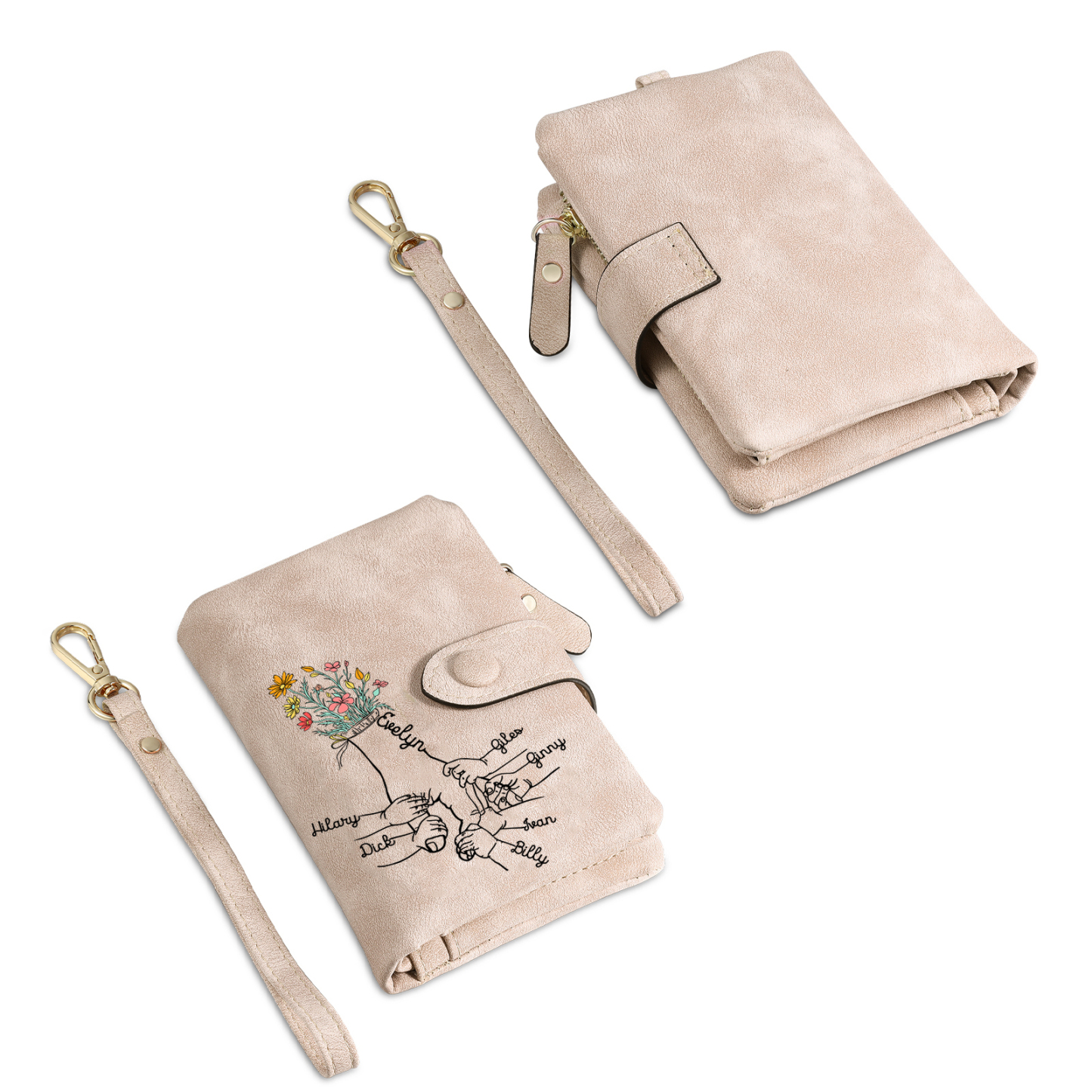 Cartera, billetera mano con mano 7 nombres personalizados monedero clásico para mujer | Jessemade