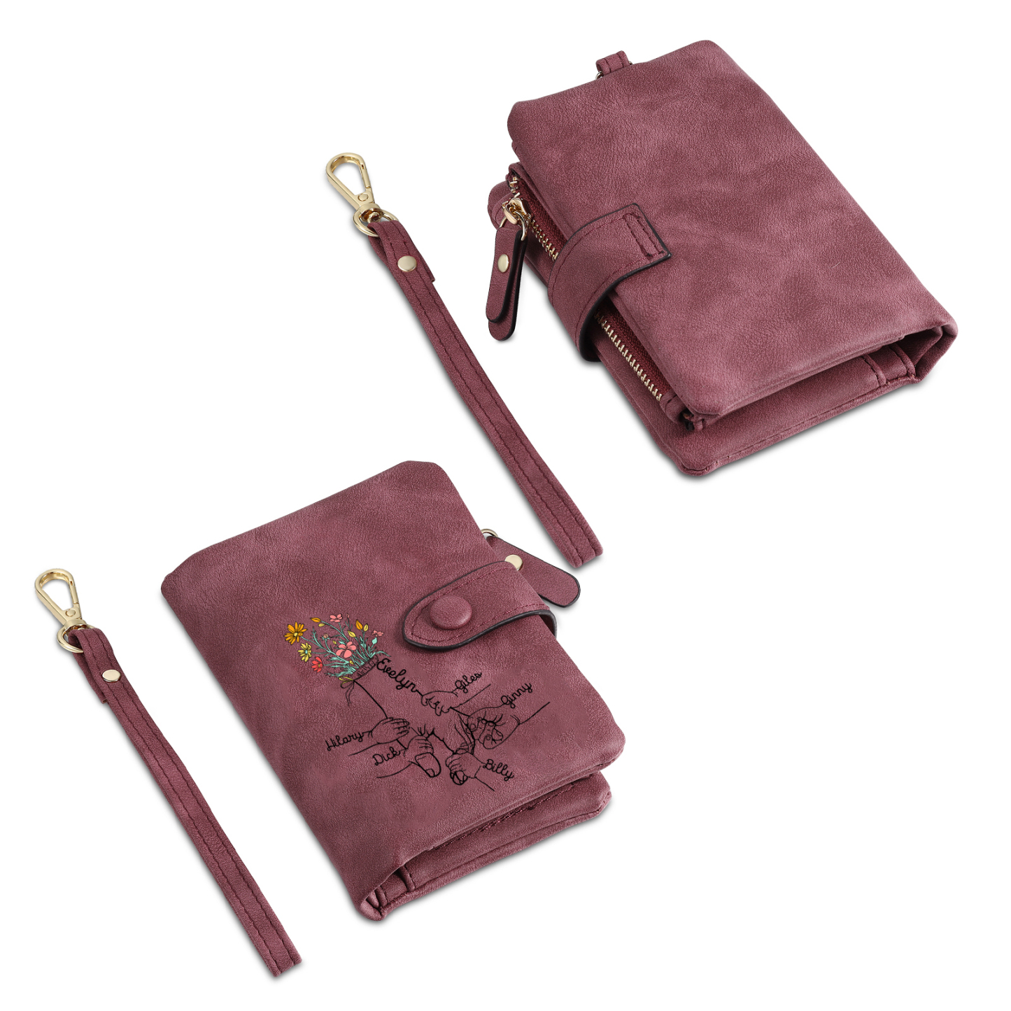 Cartera, billetera mano con mano 6 nombres personalizados monedero clásico para mujer | Jessemade