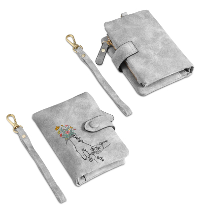 Cartera, billetera mano con mano 3 nombres personalizados monedero clásico para mujer | Jessemade