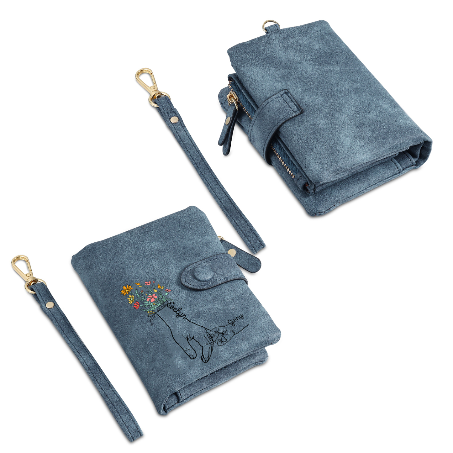 Cartera, billetera mano con mano 2 nombres personalizados monedero clásico para mujer | Jessemade