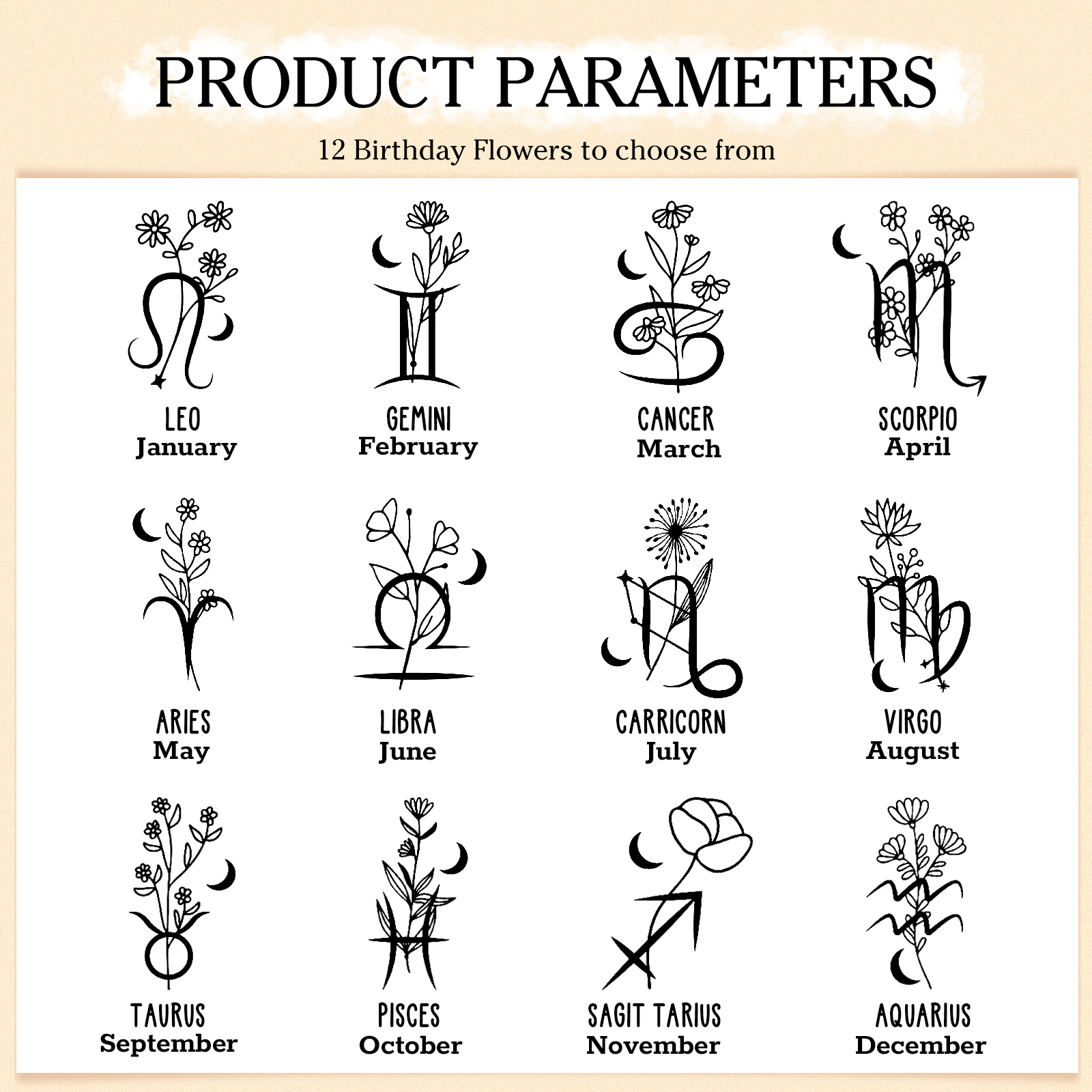 Cartera, billetera con 1 nombre y 1 flor de nacimiento personalizados monedero clásico para mujer | Jessemade