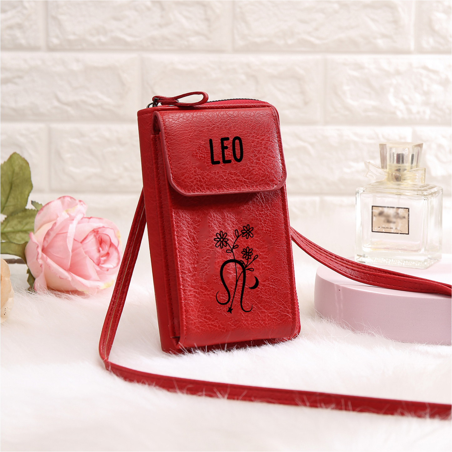 Cartera, billetera con 1 nombre y 1 flor de nacimiento personalizados monedero clásico para mujer | Jessemade