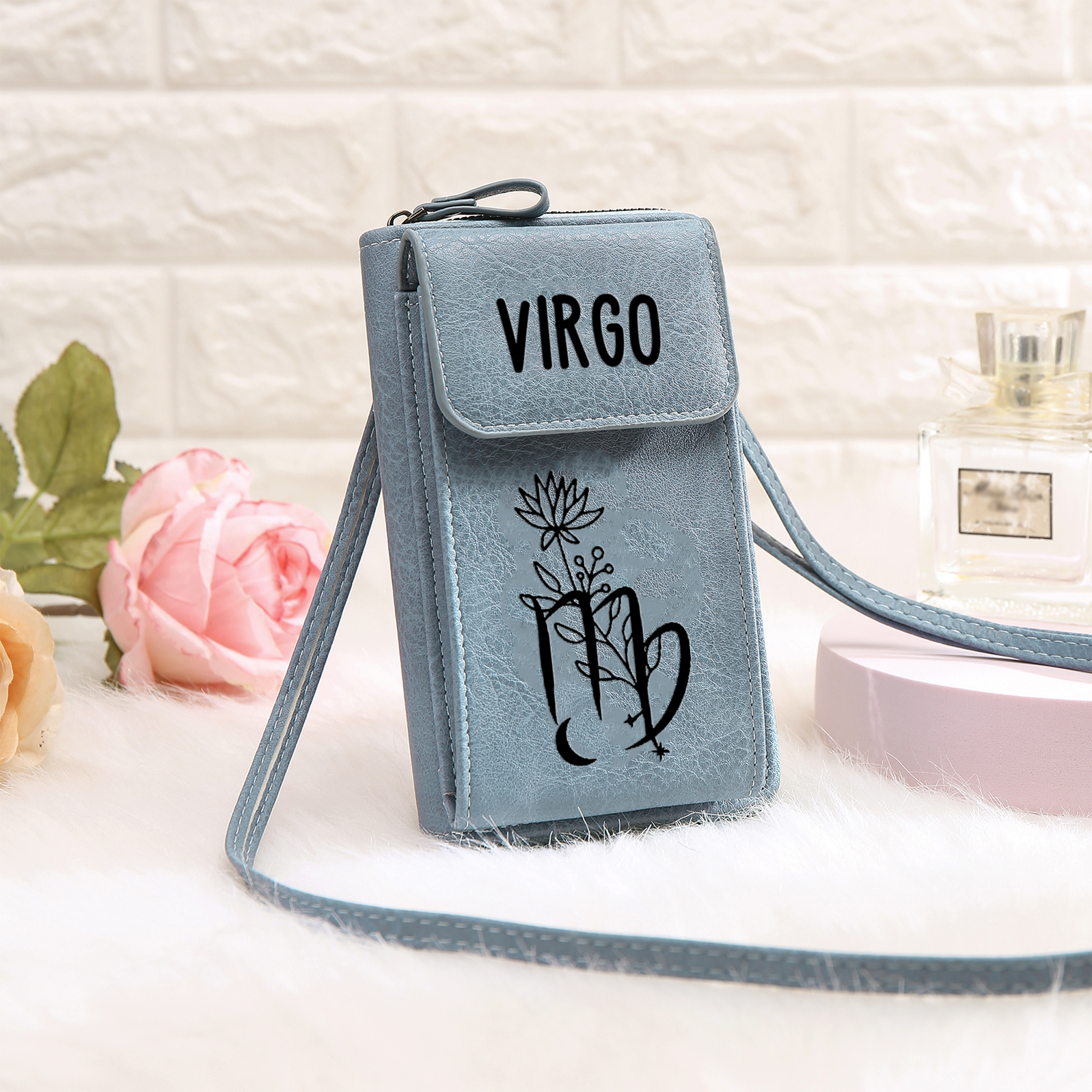 Cartera, billetera con 1 nombre y 1 flor de nacimiento personalizados monedero clásico para mujer | Jessemade