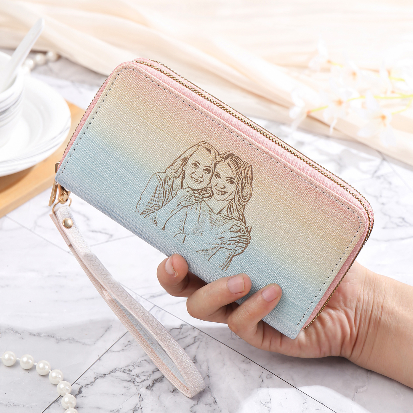 Cartera, billetera colorida con foto personalizada monedero clásico para mujer | Jessemade