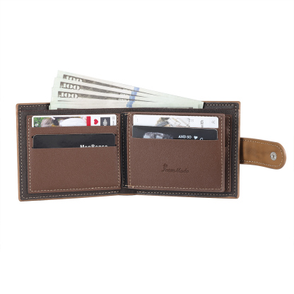 Cartera, billetera con botón personalizada con 1 foto y 1 texto monedero para hombre | Jessemade