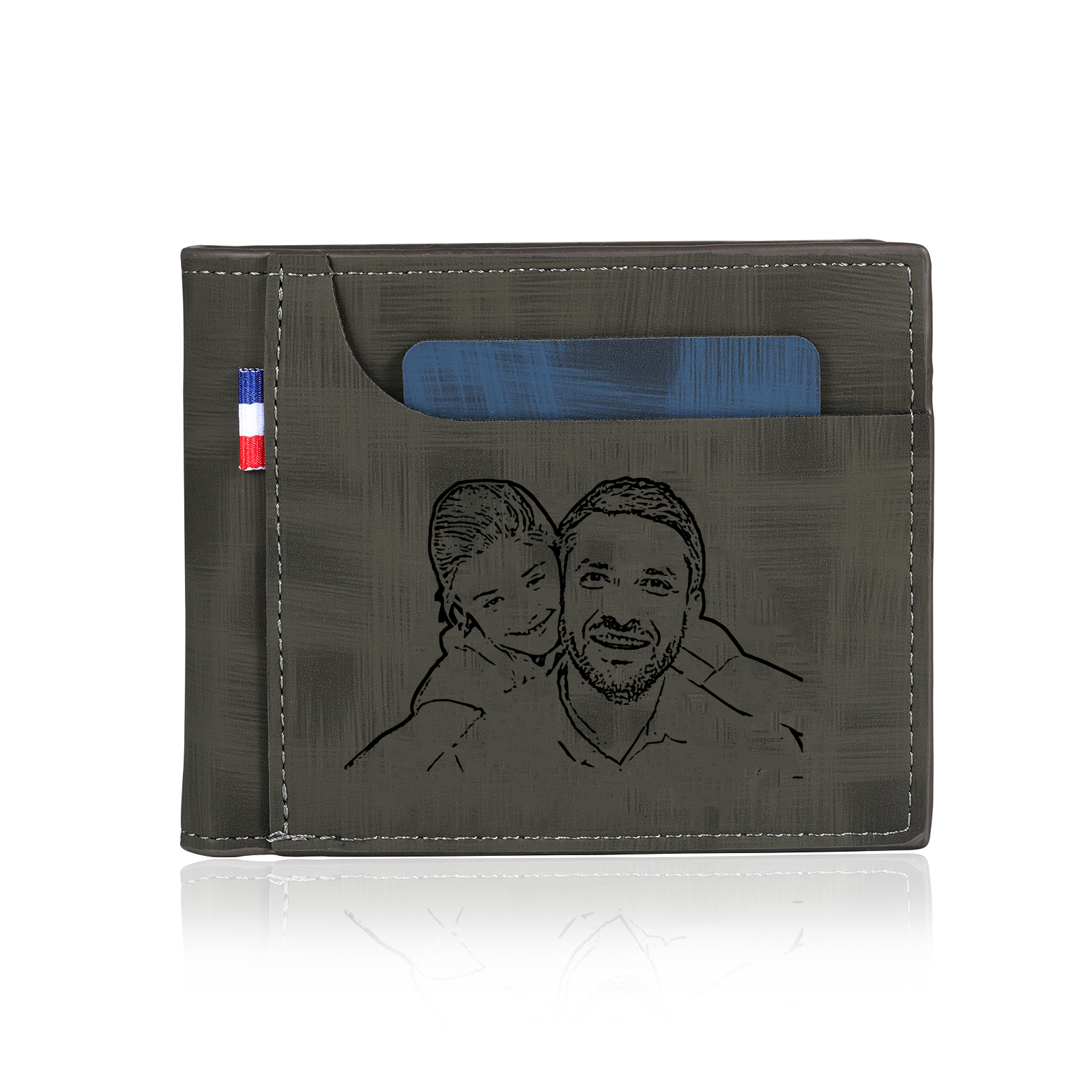 Cartera, billetera de PU cuero personalizada con 1 foto y 3 textos monedero para hombre | Jessemade