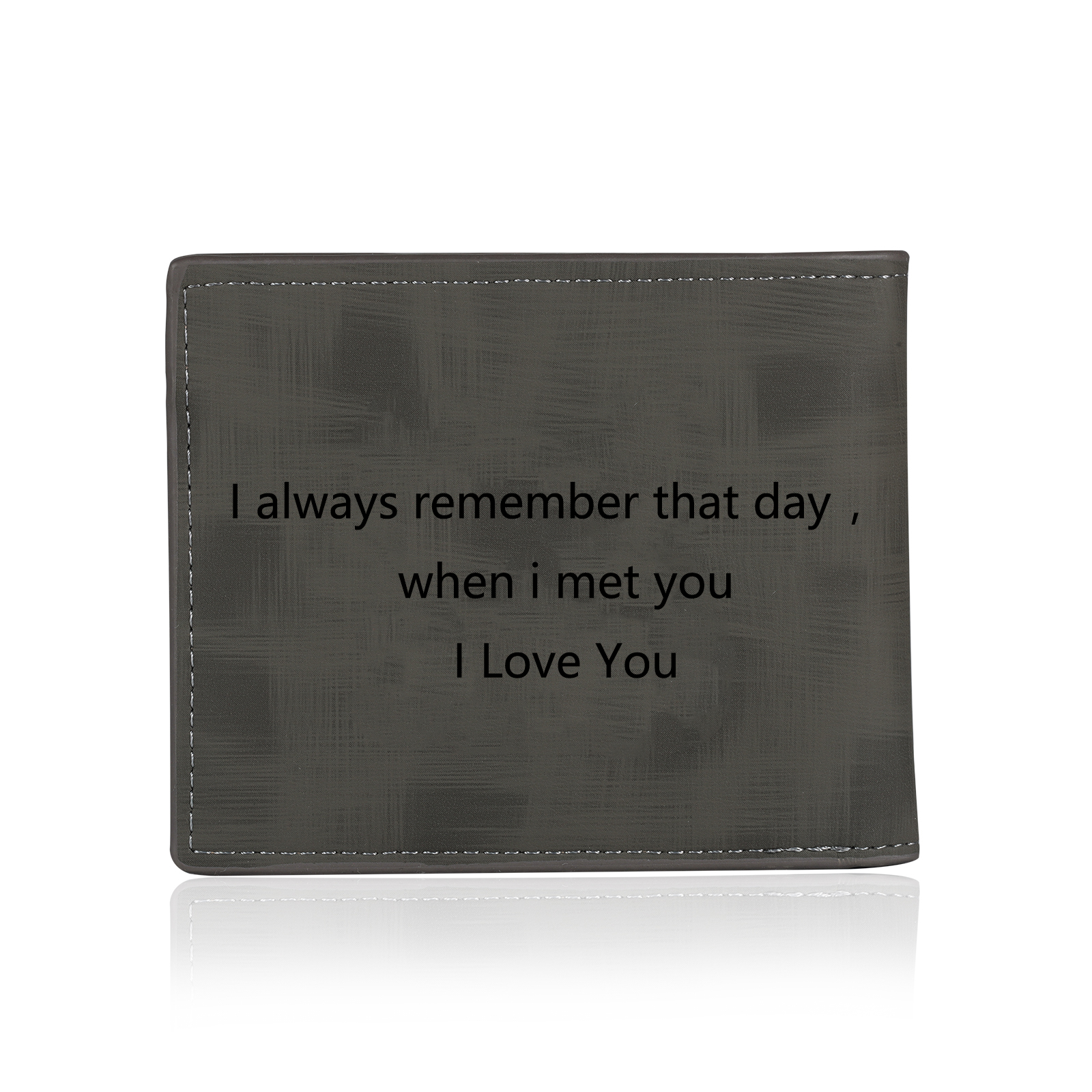 Cartera, billetera de PU cuero personalizada con 1 foto y 3 textos monedero para hombre | Jessemade