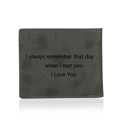 Cartera, billetera de PU cuero personalizada con 1 foto y 3 textos monedero para hombre | Jessemade