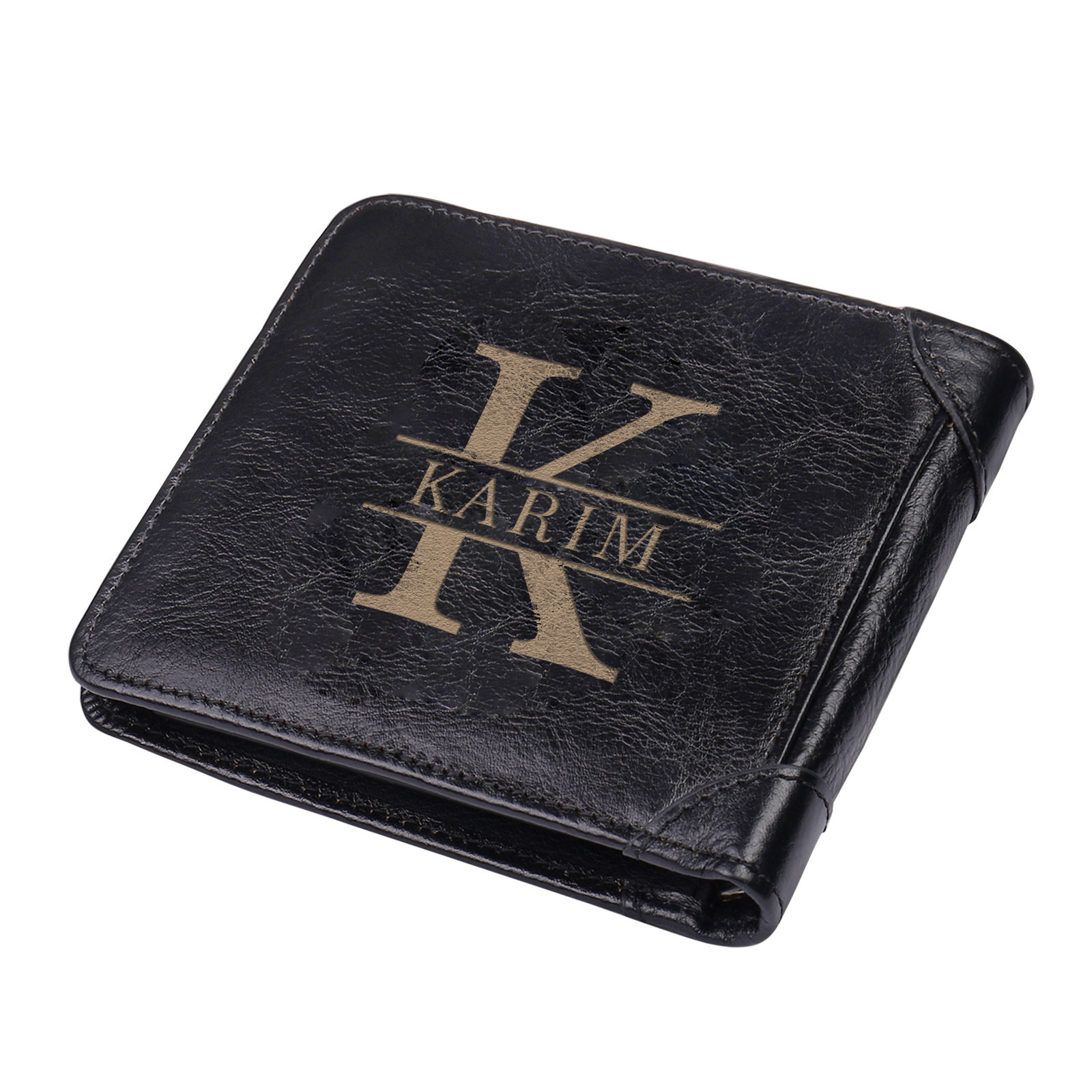 Cartera, billetera de cuero de primera capa personalizada 1 nombre e inicial monedero para hombre | Jessemade