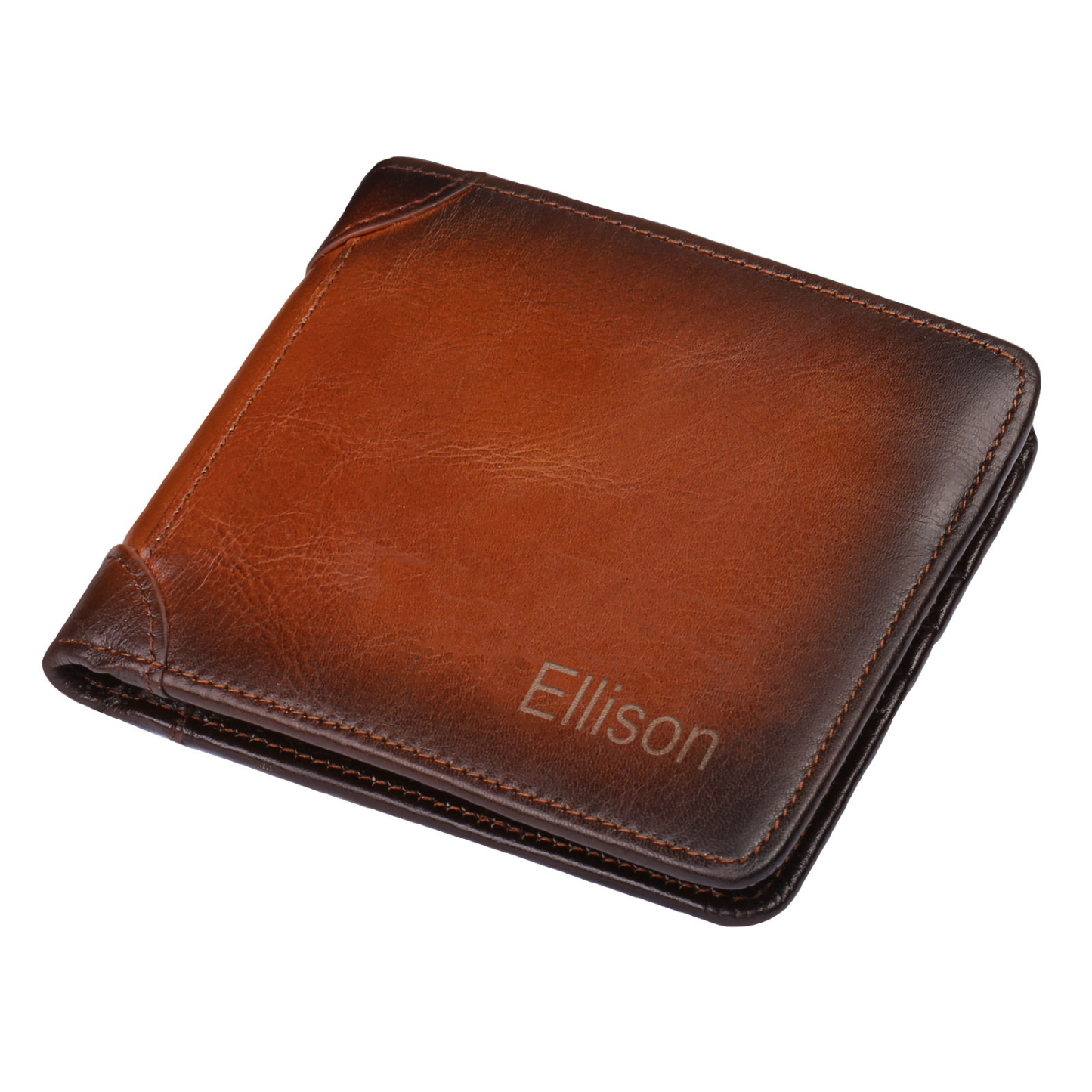 Cartera, billetera de cuero de primera capa personalizada 1 nombre e inicial monedero para hombre | Jessemade