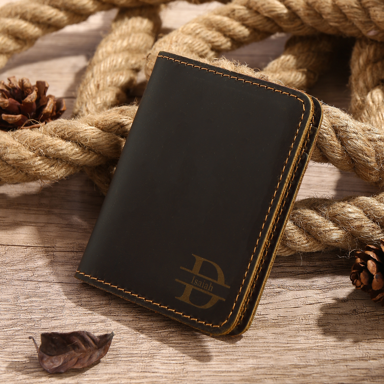 Cartera, billetera personalizada con 1 nombre y 1 letra monedero para hombre