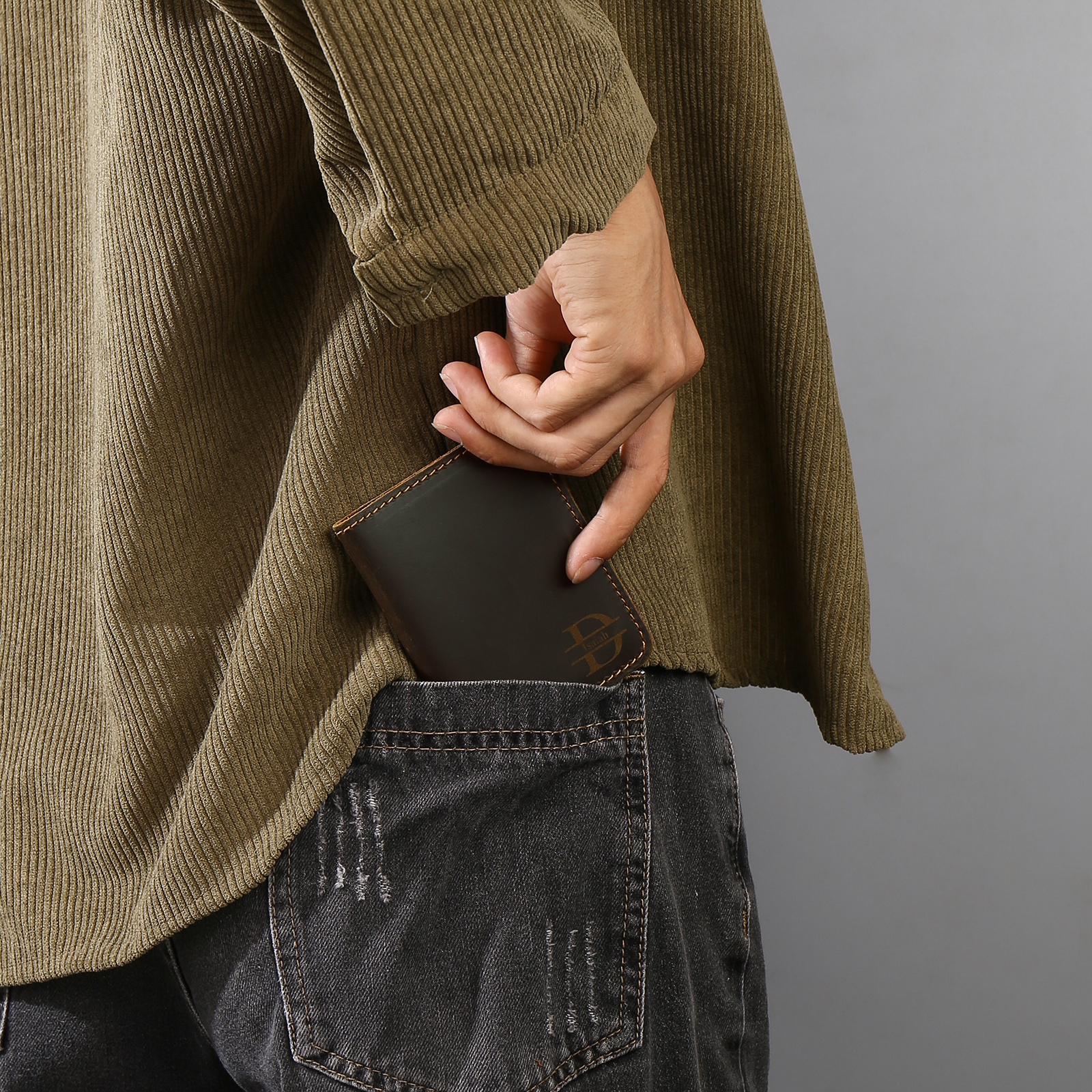 Cartera, billetera personalizada con 1 nombre y 1 letra monedero para hombre