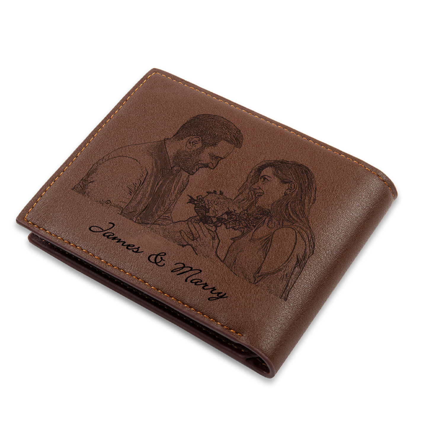 Cartera, billetera con 2 fotos y 1 texto personalizados, monedero clásico para hombre