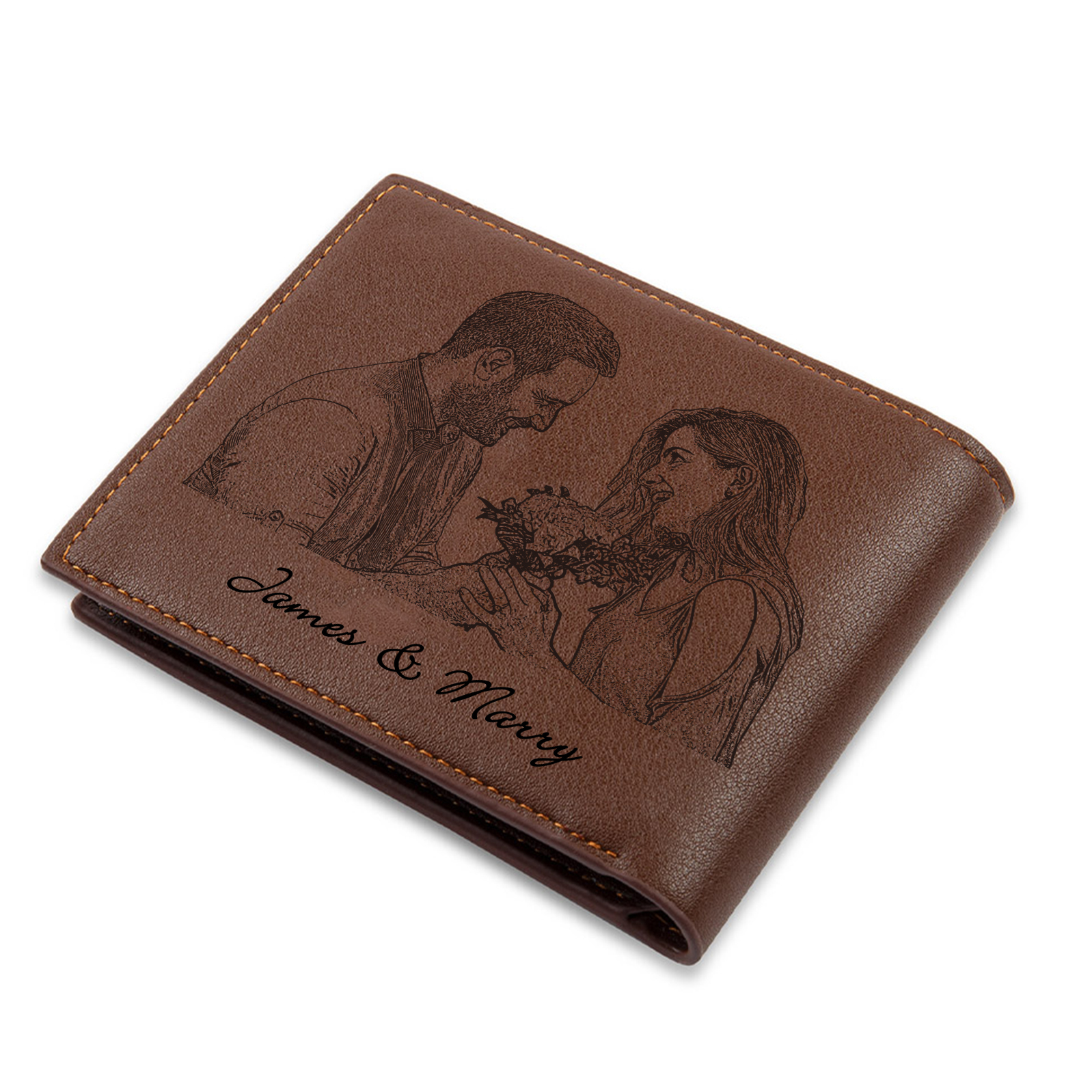 Cartera, billetera con 2 fotos y 1 texto personalizados, monedero clásico para hombre