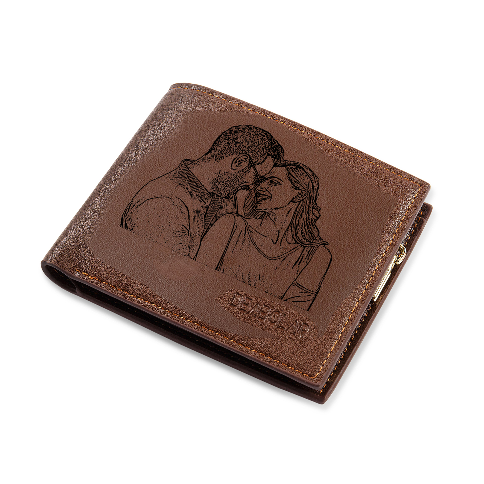 Cartera, billetera con 2 fotos y 1 texto personalizados, monedero clásico para hombre