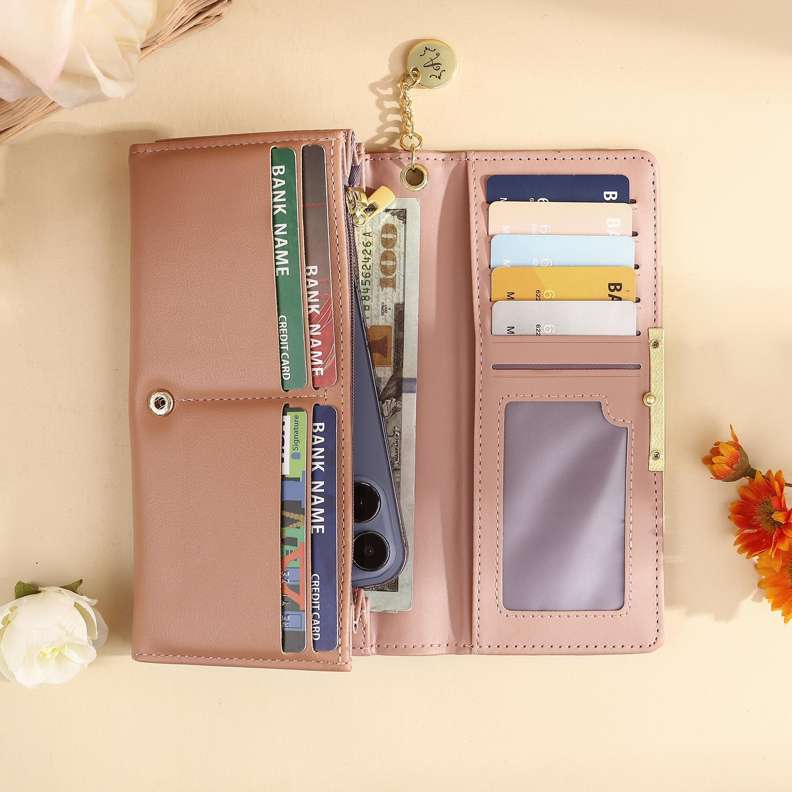 Cartera, billetera con 1 letra y foto personalizados monedero clásico para mujer | Jessemade