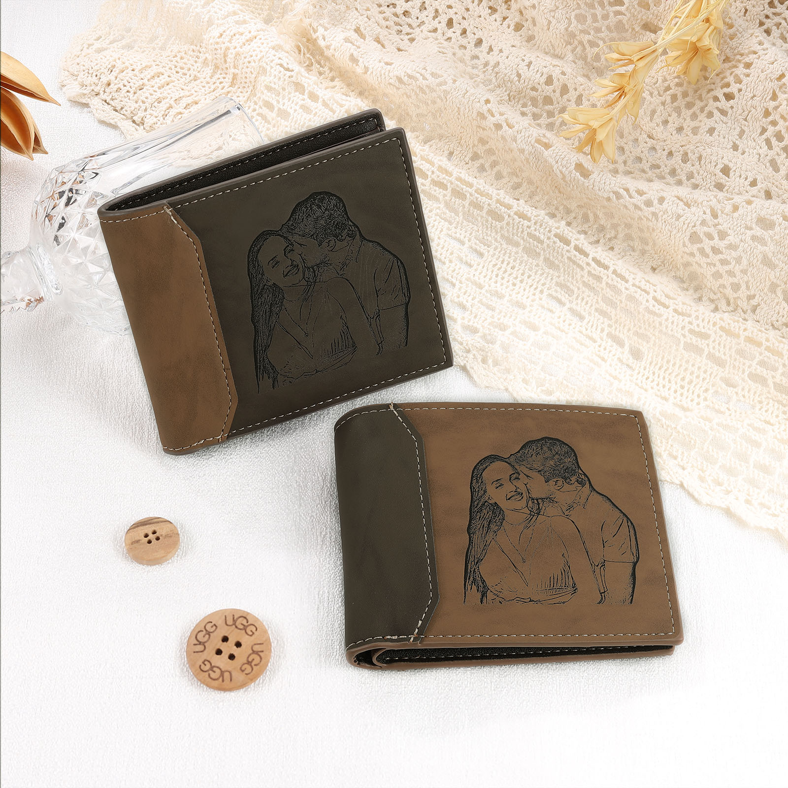 Cartera, billetera personalizada con 1 foto, 1 nombre y 1 letra monedero para hombre | Jessemade