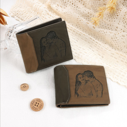 Cartera, billetera personalizada con 1 foto, 1 nombre y 1 letra monedero para hombre | Jessemade