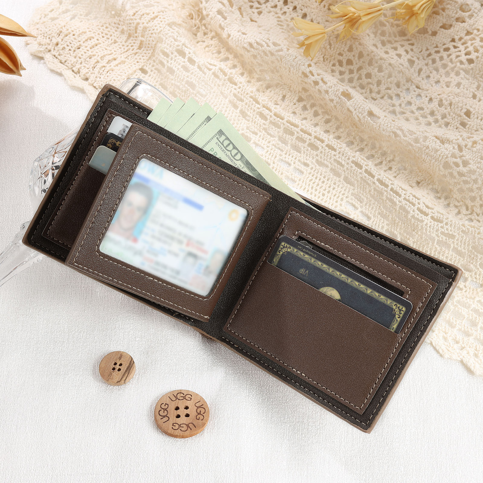 Cartera, billetera personalizada con 1 foto, 1 nombre y 1 letra monedero para hombre | Jessemade