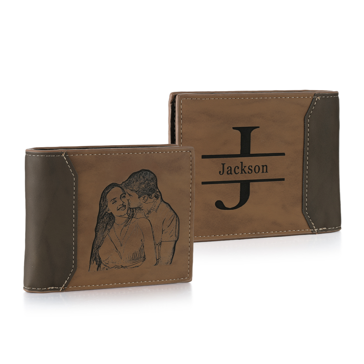 Cartera, billetera personalizada con 1 foto, 1 nombre y 1 letra monedero para hombre | Jessemade