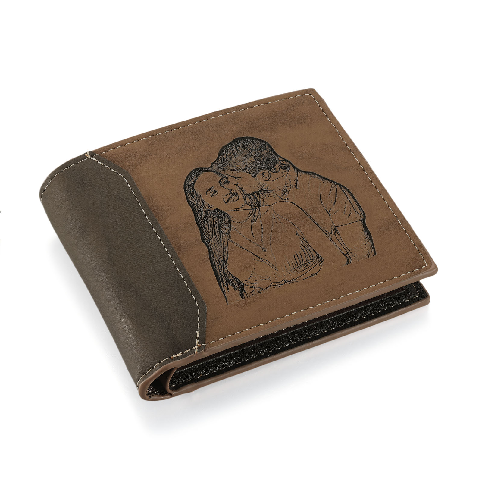 Cartera, billetera personalizada con 1 foto, 1 nombre y 1 letra monedero para hombre | Jessemade