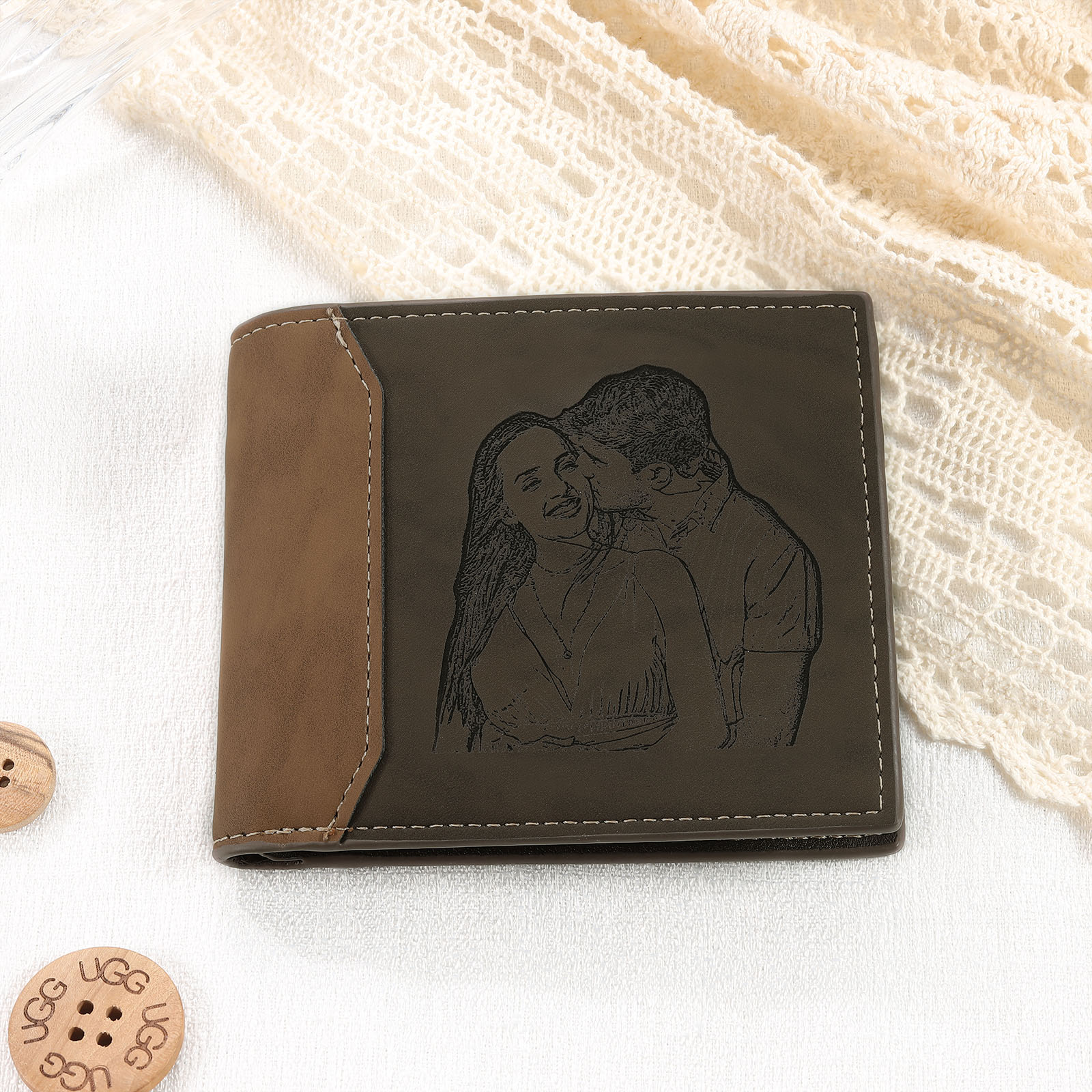 Cartera, billetera personalizada con 1 foto, 1 nombre y 1 letra monedero para hombre | Jessemade