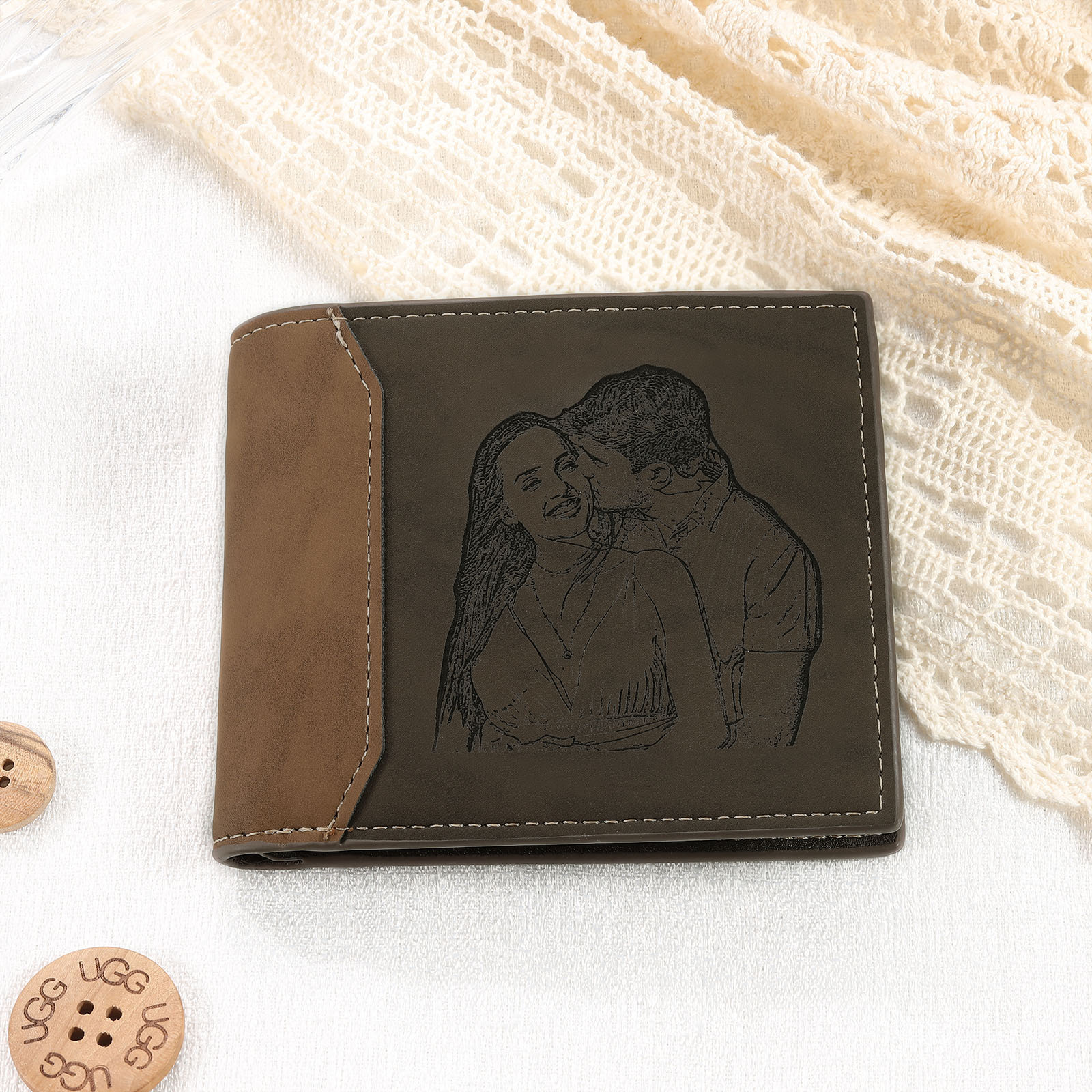 Cartera, billetera personalizada con 1 foto, 1 nombre y 1 letra monedero para hombre | Jessemade