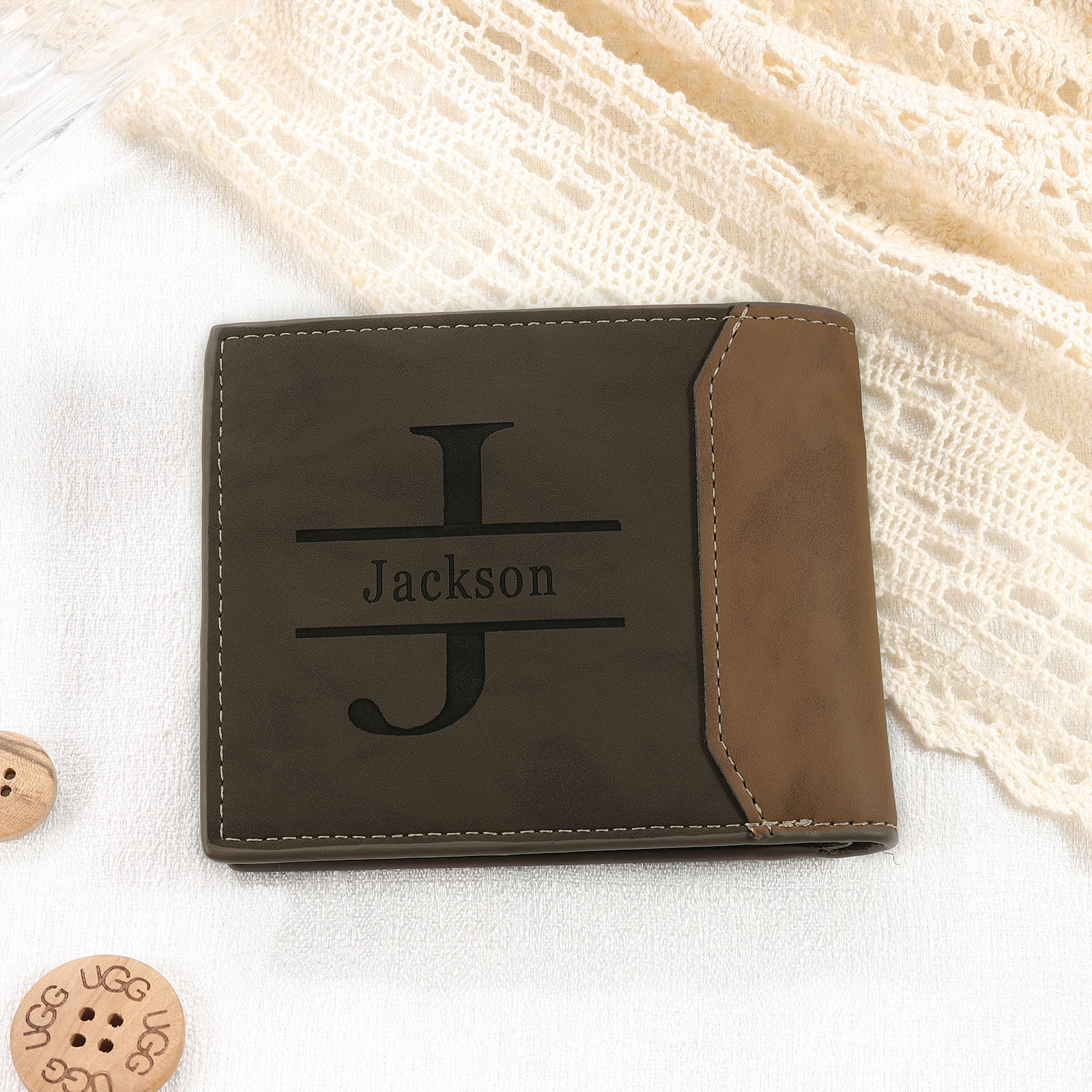 Cartera, billetera personalizada con 1 foto, 1 nombre y 1 letra monedero para hombre | Jessemade