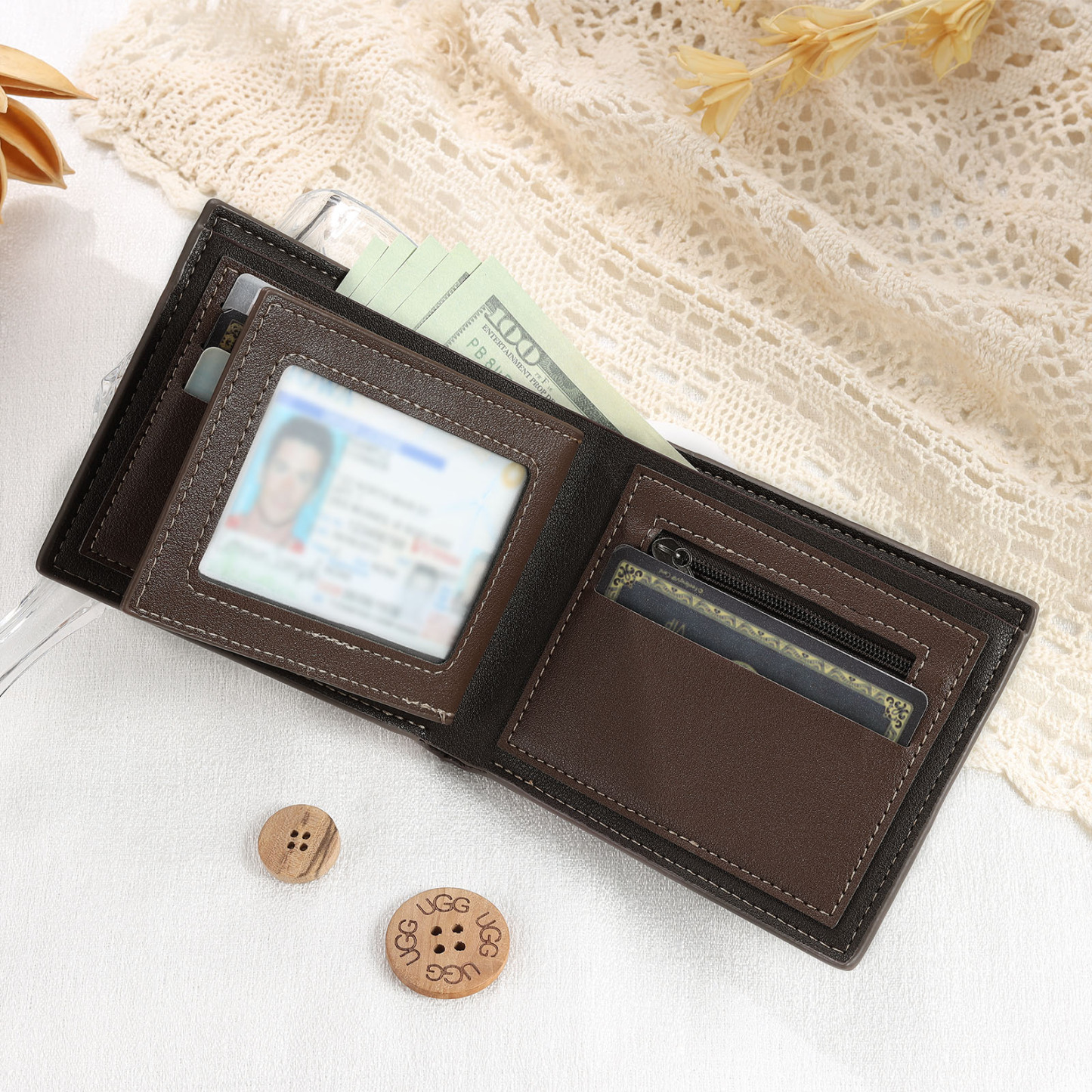 Cartera, billetera personalizada con 1 foto, 1 nombre y 1 letra monedero para hombre | Jessemade