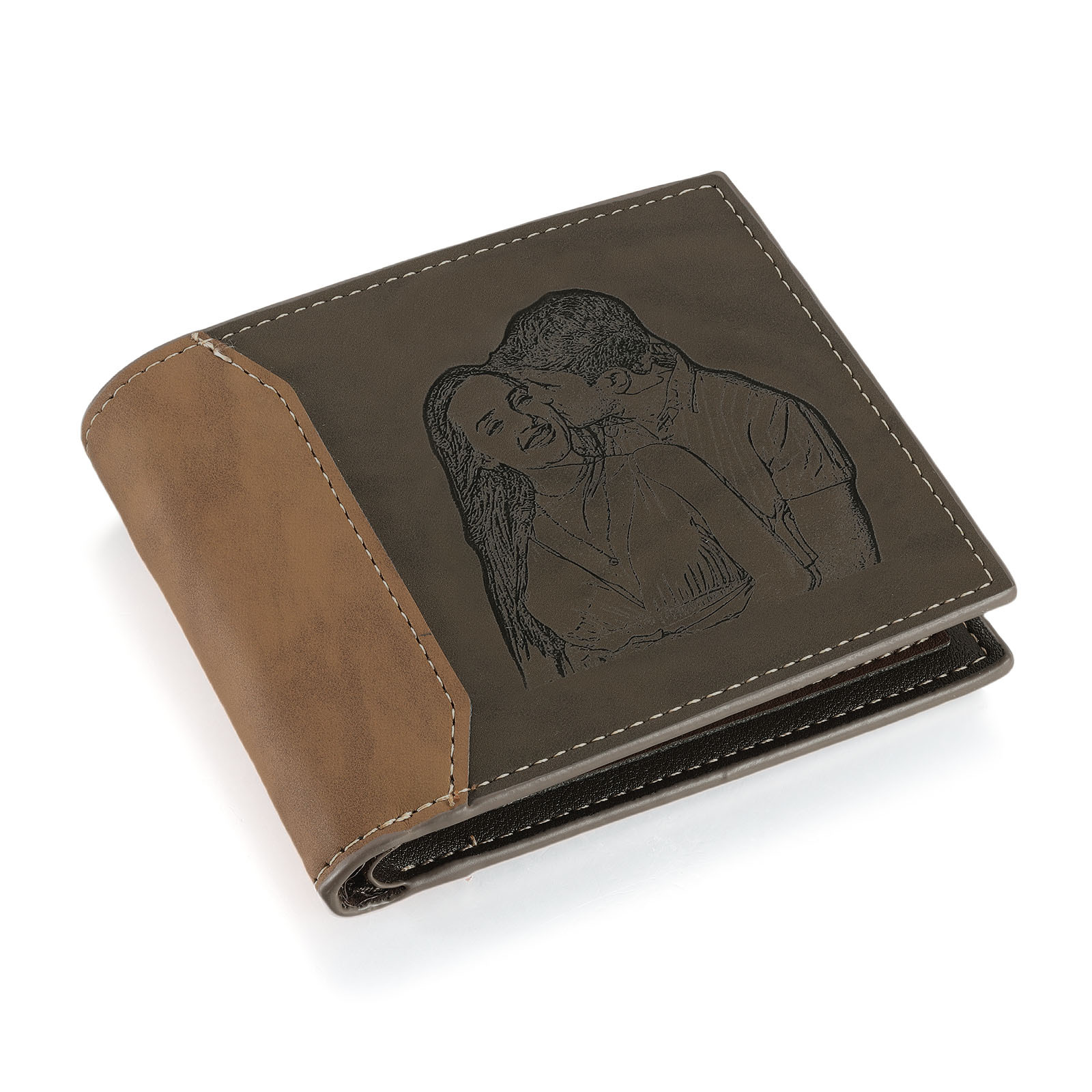 Cartera, billetera personalizada con 1 foto, 1 nombre y 1 letra monedero para hombre | Jessemade