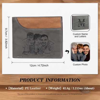 Cartera, billetera bicolor personalizada con 1 foto, 1 nombre y 1 letra monedero para hombre | Jessemade