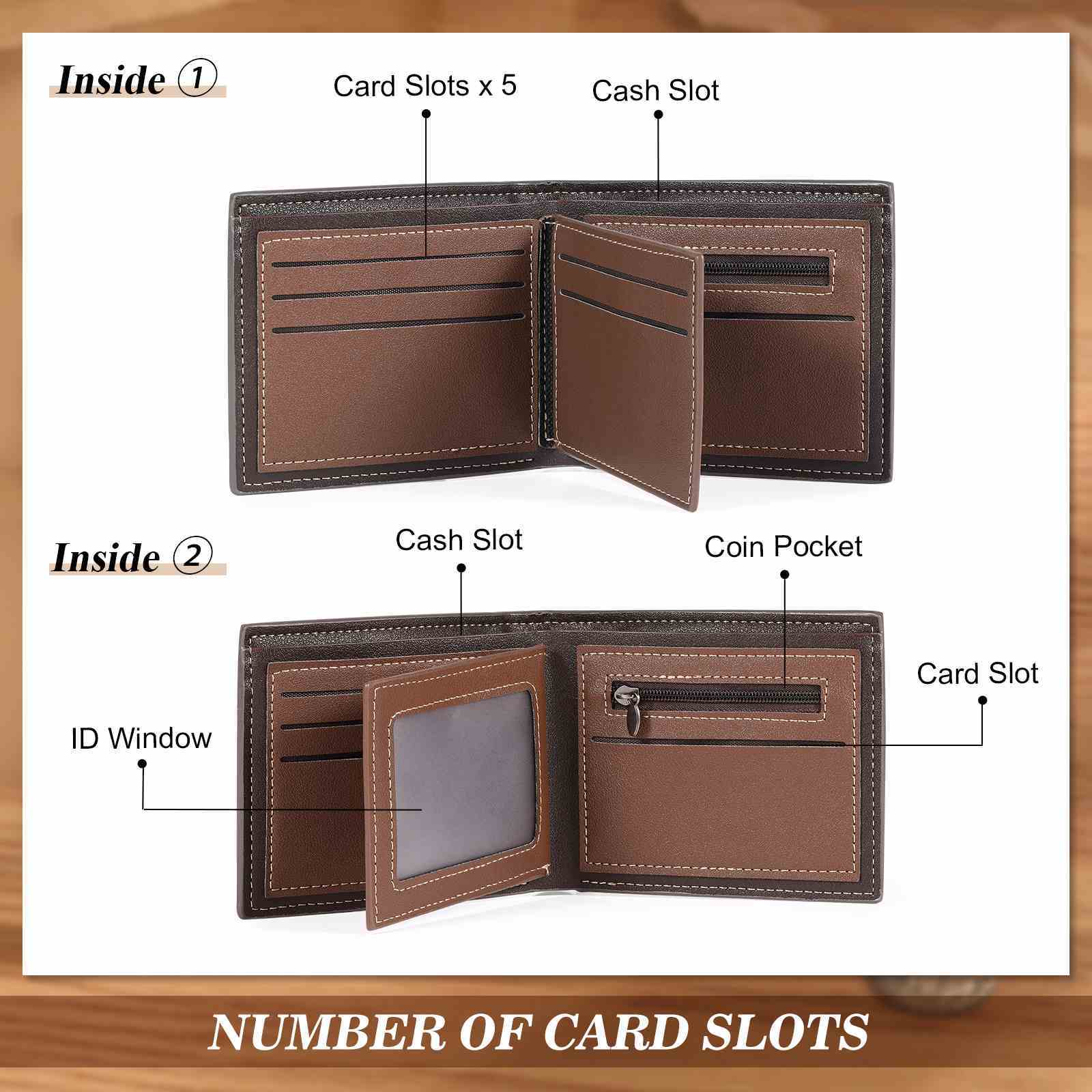 Cartera, billetera bicolor personalizada con 1 foto, 1 nombre y 1 letra monedero para hombre | Jessemade