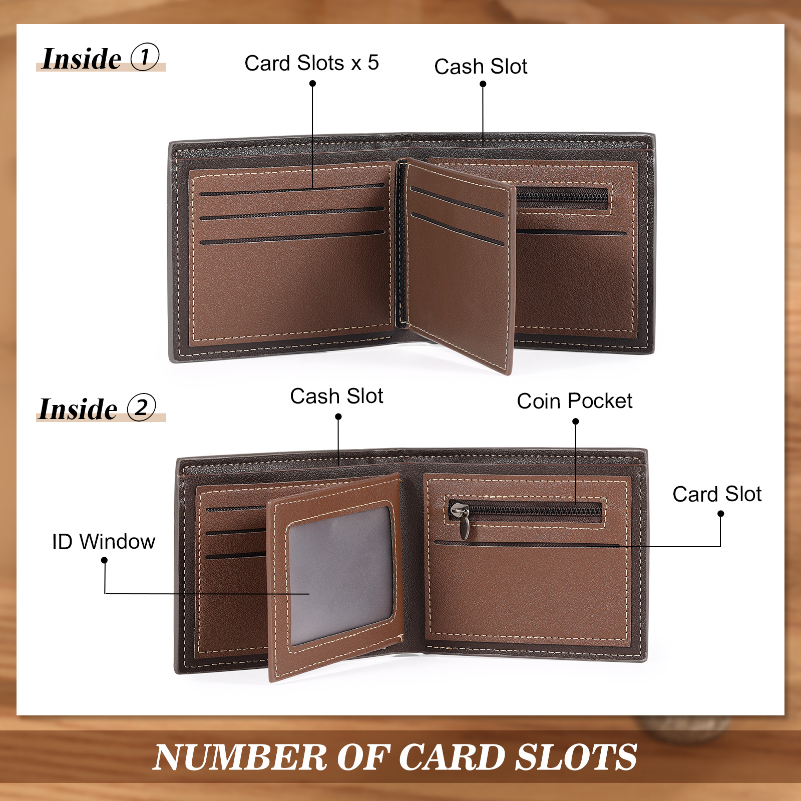 Cartera, billetera bicolor personalizada con 1 foto, 1 nombre y 1 letra monedero para hombre | Jessemade