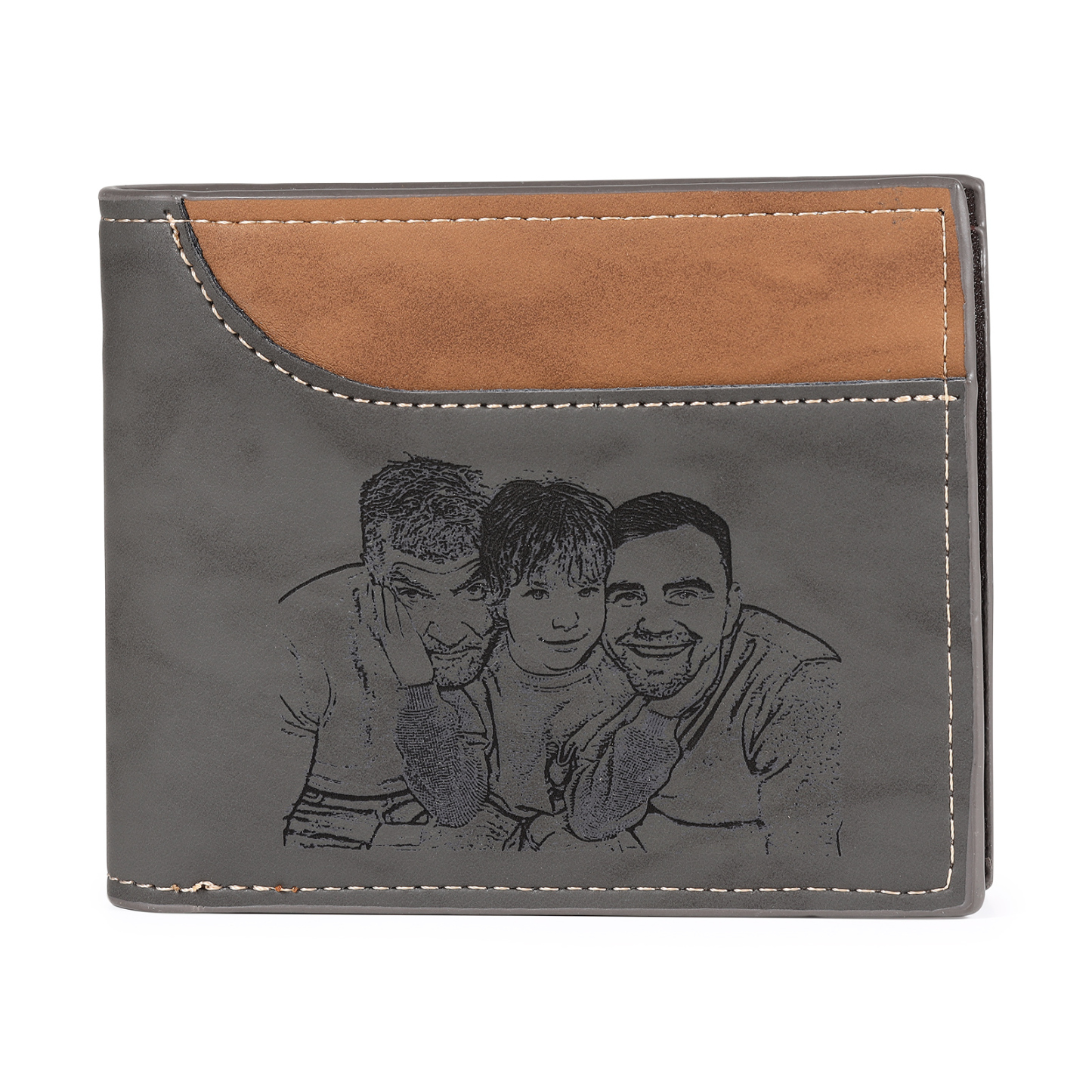 Cartera, billetera bicolor personalizada con 1 foto, 1 nombre y 1 letra monedero para hombre | Jessemade