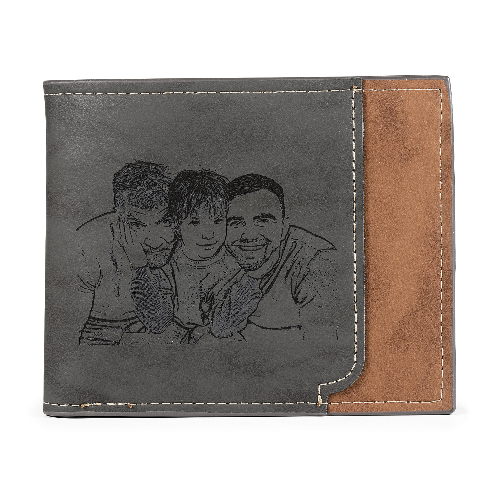 Cartera, billetera bicolor personalizada con 1 foto, 1 nombre y 1 letra monedero para hombre | Jessemade